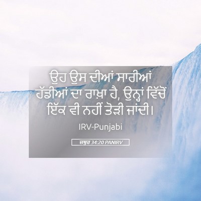 Picture 05 - ਜ਼ਬੂਰ 34:20 PANIRV - ਉਹ ਉਸ ਦੀਆਂ ਸਾਰੀਆਂ - Bible Verse Picture