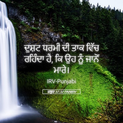 Picture 05 - ਜ਼ਬੂਰ 37:32 PANIRV - ਦੁਸ਼ਟ ਧਰਮੀ ਦੀ ਤਾਕ - Bible Verse Picture