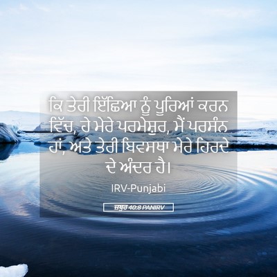 Picture 05 - ਜ਼ਬੂਰ 40:8 PANIRV - ਕਿ ਤੇਰੀ ਇੱਛਿਆ ਨੂੰ - Bible Verse Picture