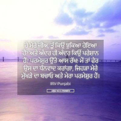 Picture 05 - ਜ਼ਬੂਰ 43:5 PANIRV - ਹੇ ਮੇਰੇ ਜੀਅ, ਤੂੰ - Bible Verse Picture