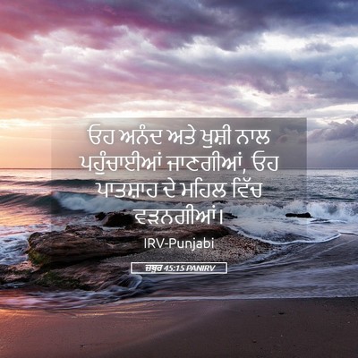 Picture 05 - ਜ਼ਬੂਰ 45:15 PANIRV - ਓਹ ਅਨੰਦ ਅਤੇ ਖੁਸ਼ੀ - Bible Verse Picture