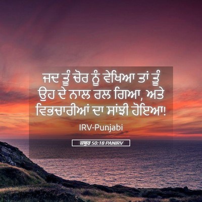 Picture 05 - ਜ਼ਬੂਰ 50:18 PANIRV - ਜਦ ਤੂੰ ਚੋਰ ਨੂੰ - Bible Verse Picture
