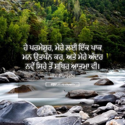 Picture 05 - ਜ਼ਬੂਰ 51:10 PANIRV - ਹੇ ਪਰਮੇਸ਼ੁਰ, ਮੇਰੇ - Bible Verse Picture