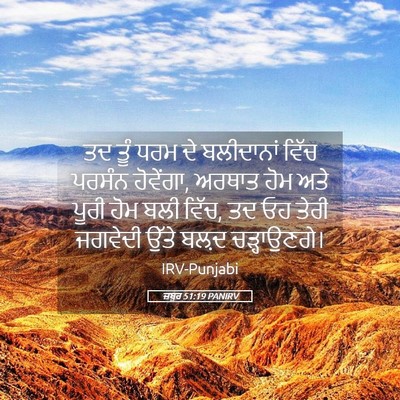 Picture 05 - ਜ਼ਬੂਰ 51:19 PANIRV - ਤਦ ਤੂੰ ਧਰਮ ਦੇ - Bible Verse Picture