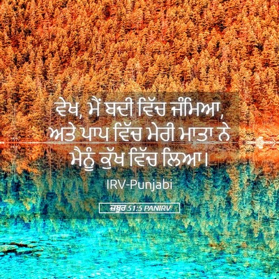 Picture 05 - ਜ਼ਬੂਰ 51:5 PANIRV - ਵੇਖ, ਮੈਂ ਬਦੀ ਵਿੱਚ - Bible Verse Picture