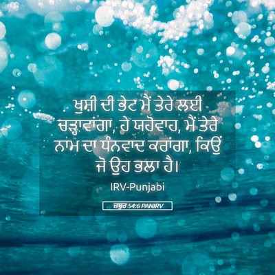 Picture 05 - ਜ਼ਬੂਰ 54:6 PANIRV - ਖੁਸ਼ੀ ਦੀ ਭੇਟ ਮੈਂ - Bible Verse Picture