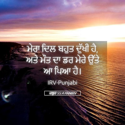 Picture 05 - ਜ਼ਬੂਰ 55:4 PANIRV - ਮੇਰਾ ਦਿਲ ਬਹੁਤ - Bible Verse Picture