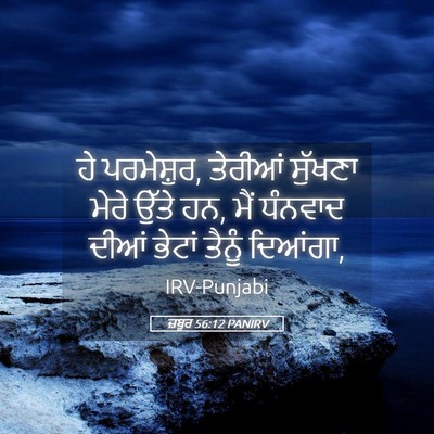 Picture 05 - ਜ਼ਬੂਰ 56:12 PANIRV - ਹੇ ਪਰਮੇਸ਼ੁਰ, - Bible Verse Picture
