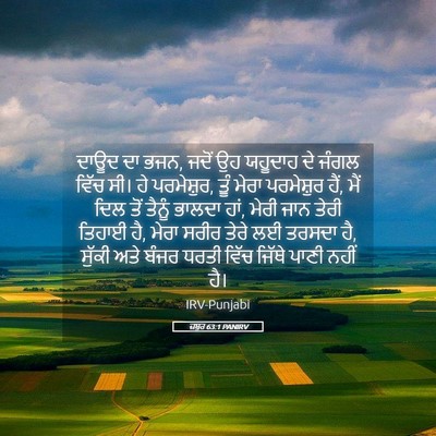 Picture 05 - ਜ਼ਬੂਰ 63:1 PANIRV - ਦਾਊਦ ਦਾ ਭਜਨ, ਜਦੋਂ - Bible Verse Picture