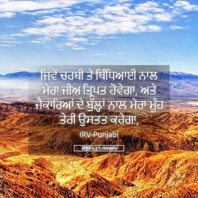 Picture 05 - ਜ਼ਬੂਰ 63:5 PANIRV - ਜਿਵੇਂ ਚਰਬੀ ਤੇ - Bible Verse Picture