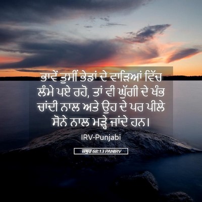Picture 05 - ਜ਼ਬੂਰ 68:13 PANIRV - ਭਾਵੇਂ ਤੁਸੀਂ ਭੇਡਾਂ - Bible Verse Picture