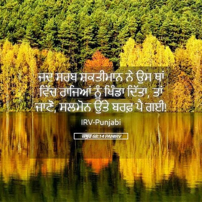 Picture 05 - ਜ਼ਬੂਰ 68:14 PANIRV - ਜਦ ਸਰਬ ਸ਼ਕਤੀਮਾਨ ਨੇ - Bible Verse Picture