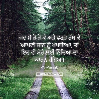 Picture 05 - ਜ਼ਬੂਰ 69:10 PANIRV - ਜਦ ਮੈਂ ਰੋ-ਰੋ ਕੇ ਅਤੇ - Bible Verse Picture
