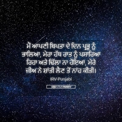 Picture 05 - ਜ਼ਬੂਰ 77:2 PANIRV - ਮੈਂ ਆਪਣੀ ਬਿਪਤਾ ਦੇ - Bible Verse Picture