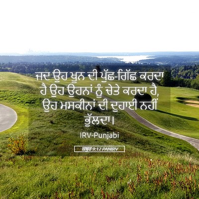 Picture 05 - ਜ਼ਬੂਰ 9:12 PANIRV - ਜਦ ਉਹ ਖੂਨ ਦੀ - Bible Verse Picture