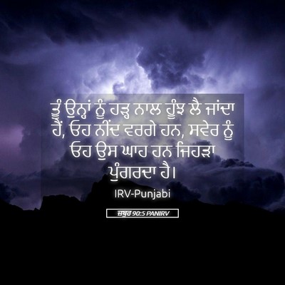 Picture 05 - ਜ਼ਬੂਰ 90:5 PANIRV - ਤੂੰ ਉਨ੍ਹਾਂ ਨੂੰ - Bible Verse Picture