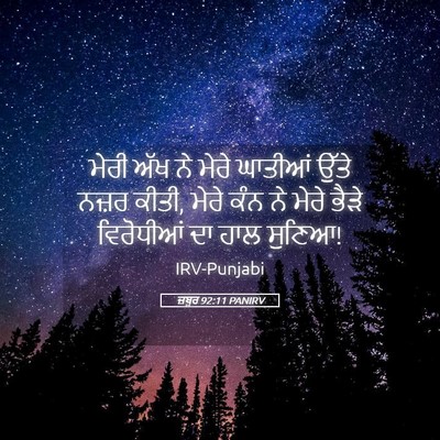 Picture 05 - ਜ਼ਬੂਰ 92:11 PANIRV - ਮੇਰੀ ਅੱਖ ਨੇ ਮੇਰੇ - Bible Verse Picture