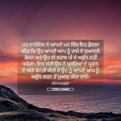 Picture 05 - ਦਾਨੀਏਲ 1:8 PANIRV - ਪਰ ਦਾਨੀਏਲ ਨੇ ਆਪਣੇ - Bible Verse Picture
