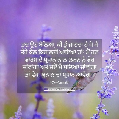 Picture 05 - ਦਾਨੀਏਲ 10:20 PANIRV - ਤਦ ਉਹ ਬੋਲਿਆ, ਕੀ ਤੂੰ - Bible Verse Picture