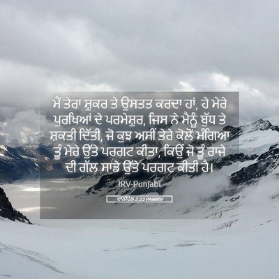 Picture 05 - ਦਾਨੀਏਲ 2:23 PANIRV - ਮੈਂ ਤੇਰਾ ਸ਼ੁਕਰ ਤੇ - Bible Verse Picture