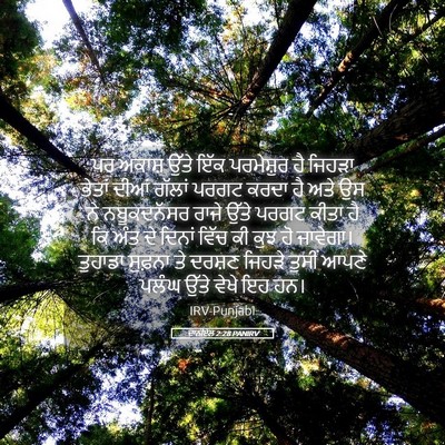 Picture 05 - ਦਾਨੀਏਲ 2:28 PANIRV - ਪਰ ਅਕਾਸ਼ ਉੱਤੇ ਇੱਕ - Bible Verse Picture