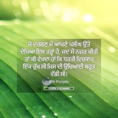 Picture 05 - ਦਾਨੀਏਲ 4:10 PANIRV - ਜੋ ਦਰਸ਼ਣ ਮੈਂ ਆਪਣੇ - Bible Verse Picture