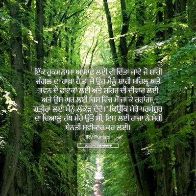 Picture 05 - ਨਹਮਯਾਹ 2:8 PANIRV - ਇੱਕ ਹੁਕਮਨਾਮਾ - Bible Verse Picture