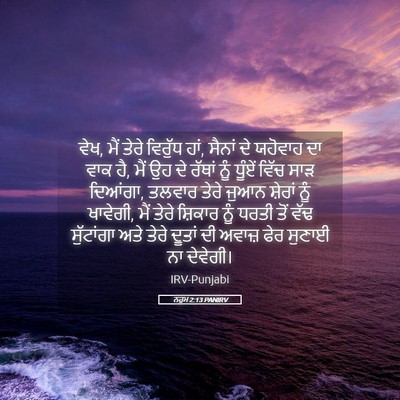 Picture 05 - ਨਹੂਮ 2:13 PANIRV - ਵੇਖ, ਮੈਂ ਤੇਰੇ - Bible Verse Picture