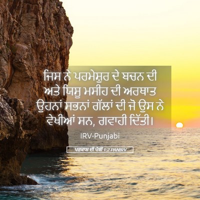 Picture 05 - ਪਰਕਾਸ਼ ਦੀ ਪੋਥੀ 1:2 PANIRV - ਜਿਸ ਨੇ ਪਰਮੇਸ਼ੁਰ ਦੇ - Bible Verse Picture