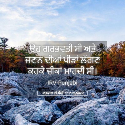Picture 05 - ਪਰਕਾਸ਼ ਦੀ ਪੋਥੀ 12:2 PANIRV - ਉਹ ਗਰਭਵਤੀ ਸੀ ਅਤੇ - Bible Verse Picture