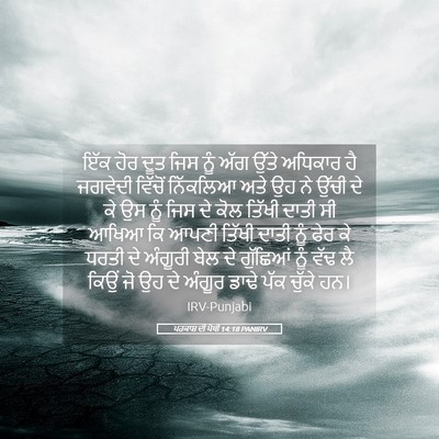 Picture 05 - ਪਰਕਾਸ਼ ਦੀ ਪੋਥੀ 14:18 PANIRV - ਇੱਕ ਹੋਰ ਦੂਤ ਜਿਸ ਨੂੰ - Bible Verse Picture