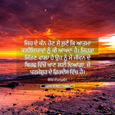 Picture 05 - ਪਰਕਾਸ਼ ਦੀ ਪੋਥੀ 2:7 PANIRV - ਜਿਹ ਦੇ ਕੰਨ ਹੋਣ ਸੋ - Bible Verse Picture