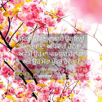 Picture 05 - ਪਰਕਾਸ਼ ਦੀ ਪੋਥੀ 21:7 PANIRV - ਜਿਹੜਾ ਜਿੱਤਣ ਵਾਲਾ - Bible Verse Picture