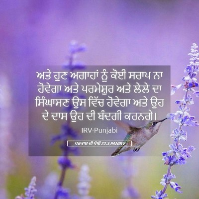 Picture 05 - ਪਰਕਾਸ਼ ਦੀ ਪੋਥੀ 22:3 PANIRV - ਅਤੇ ਹੁਣ ਅਗਾਹਾਂ ਨੂੰ - Bible Verse Picture