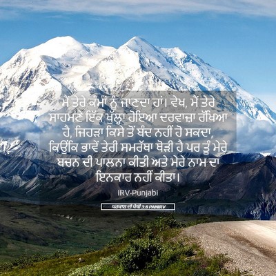 Picture 05 - ਪਰਕਾਸ਼ ਦੀ ਪੋਥੀ 3:8 PANIRV - ਮੈਂ ਤੇਰੇ ਕੰਮਾਂ ਨੂੰ - Bible Verse Picture