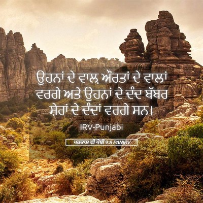 Picture 05 - ਪਰਕਾਸ਼ ਦੀ ਪੋਥੀ 9:8 PANIRV - ਉਹਨਾਂ ਦੇ ਵਾਲ਼ - Bible Verse Picture