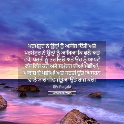 Picture 05 - ਪੈਦਾਇਸ਼ 1:28 PANIRV - ਪਰਮੇਸ਼ੁਰ ਨੇ - Bible Verse Picture