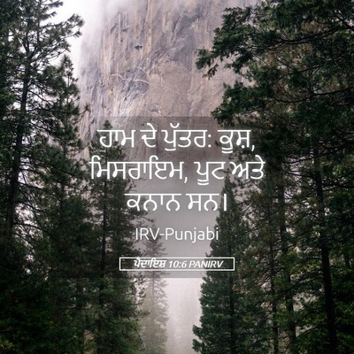 Picture 05 - ਪੈਦਾਇਸ਼ 10:6 PANIRV - ਹਾਮ ਦੇ ਪੁੱਤਰ: ਕੂਸ਼, - Bible Verse Picture