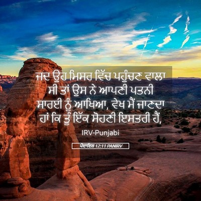 Picture 05 - ਪੈਦਾਇਸ਼ 12:11 PANIRV - ਜਦ ਉਹ ਮਿਸਰ ਵਿੱਚ - Bible Verse Picture