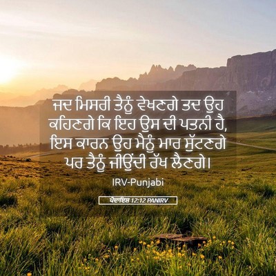 Picture 05 - ਪੈਦਾਇਸ਼ 12:12 PANIRV - ਜਦ ਮਿਸਰੀ ਤੈਨੂੰ - Bible Verse Picture
