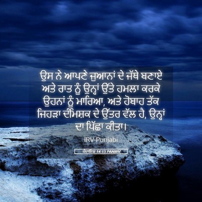 Picture 05 - ਪੈਦਾਇਸ਼ 14:15 PANIRV - ਉਸ ਨੇ ਆਪਣੇ ਜੁਆਨਾਂ - Bible Verse Picture