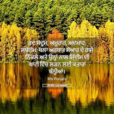 Picture 05 - ਪੈਦਾਇਸ਼ 14:8 PANIRV - ਤਦ ਸਦੂਮ, ਅਮੂਰਾਹ, - Bible Verse Picture