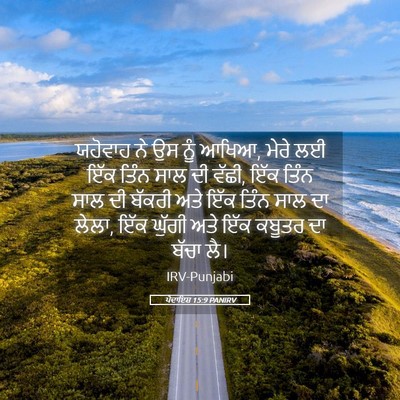 Picture 05 - ਪੈਦਾਇਸ਼ 15:9 PANIRV - ਯਹੋਵਾਹ ਨੇ ਉਸ ਨੂੰ - Bible Verse Picture