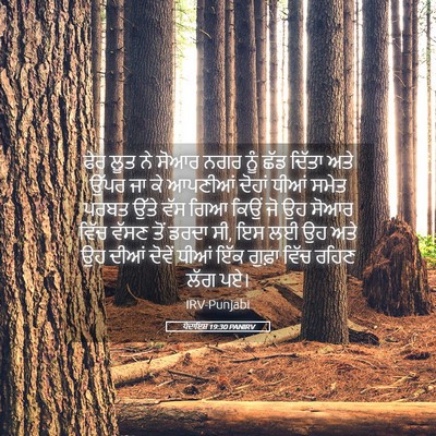 Picture 05 - ਪੈਦਾਇਸ਼ 19:30 PANIRV - ਫੇਰ ਲੂਤ ਨੇ ਸੋਆਰ ਨਗਰ - Bible Verse Picture