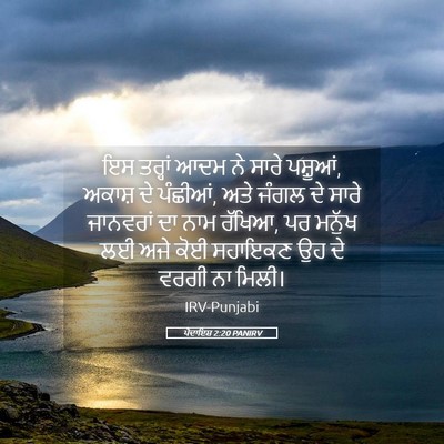 Picture 05 - ਪੈਦਾਇਸ਼ 2:20 PANIRV - ਇਸ ਤਰ੍ਹਾਂ ਆਦਮ ਨੇ - Bible Verse Picture
