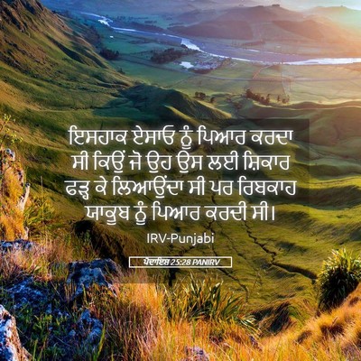 Picture 05 - ਪੈਦਾਇਸ਼ 25:28 PANIRV - ਇਸਹਾਕ ਏਸਾਓ ਨੂੰ - Bible Verse Picture