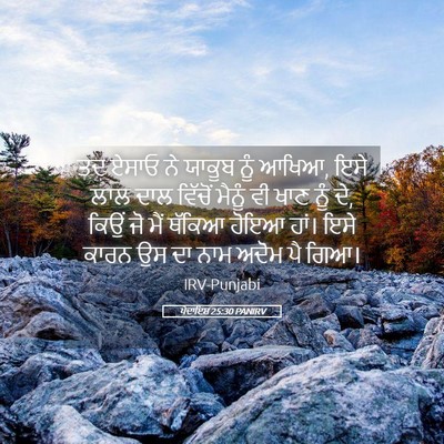 Picture 05 - ਪੈਦਾਇਸ਼ 25:30 PANIRV - ਤਦ ਏਸਾਓ ਨੇ ਯਾਕੂਬ - Bible Verse Picture