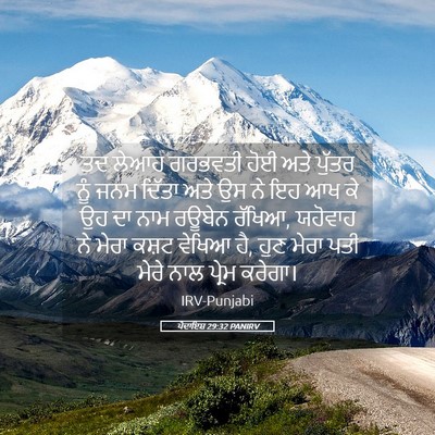 Picture 05 - ਪੈਦਾਇਸ਼ 29:32 PANIRV - ਤਦ ਲੇਆਹ ਗਰਭਵਤੀ ਹੋਈ - Bible Verse Picture