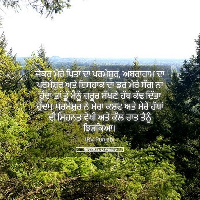 Picture 05 - ਪੈਦਾਇਸ਼ 31:42 PANIRV - ਜੇਕਰ ਮੇਰੇ ਪਿਤਾ ਦਾ - Bible Verse Picture