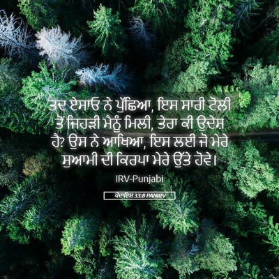 Picture 05 - ਪੈਦਾਇਸ਼ 33:8 PANIRV - ਤਦ ਏਸਾਓ ਨੇ ਪੁੱਛਿਆ, - Bible Verse Picture